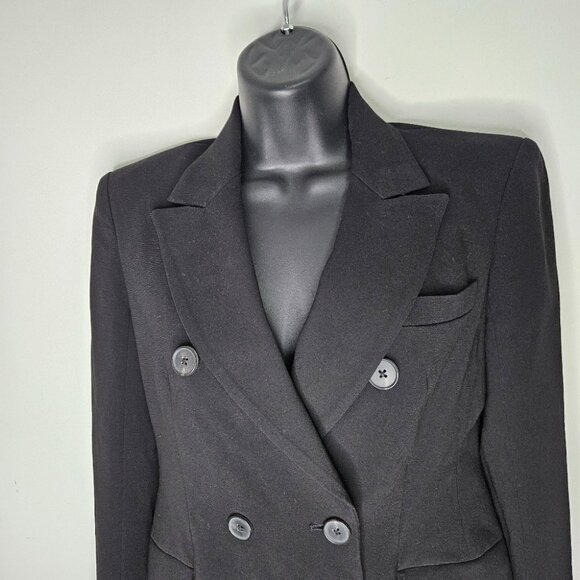 Aritzia Babaton 1-01 Sonia Double Breasted Blazer Jacket Sz 2 Black Corporate - Picture 4 of 12